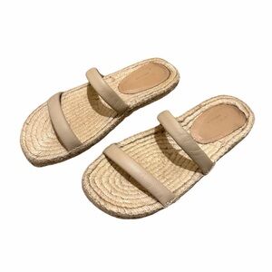 Everlane Espadrille Sandal Slides in Natural Jute in Sand Nude/Beige Size 6.5